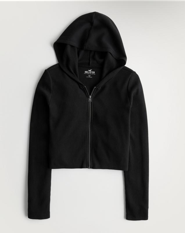 Women's Ribbed Zip-Up Hoodie, Women's Clearance