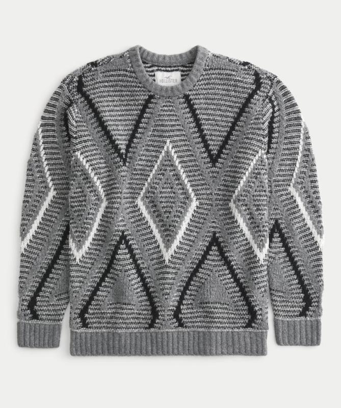 Men's Relaxed Textured Stitch Crew Sweater, Men's Clearance