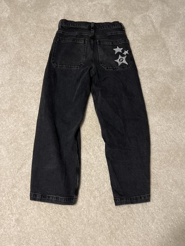 Men's Washed Black Super Baggy Painter Jeans | Men's Clearance