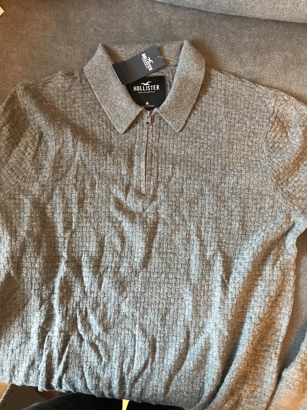 Men s Textured Long Sleeve Sweater Polo Men s Sale HollisterCo
