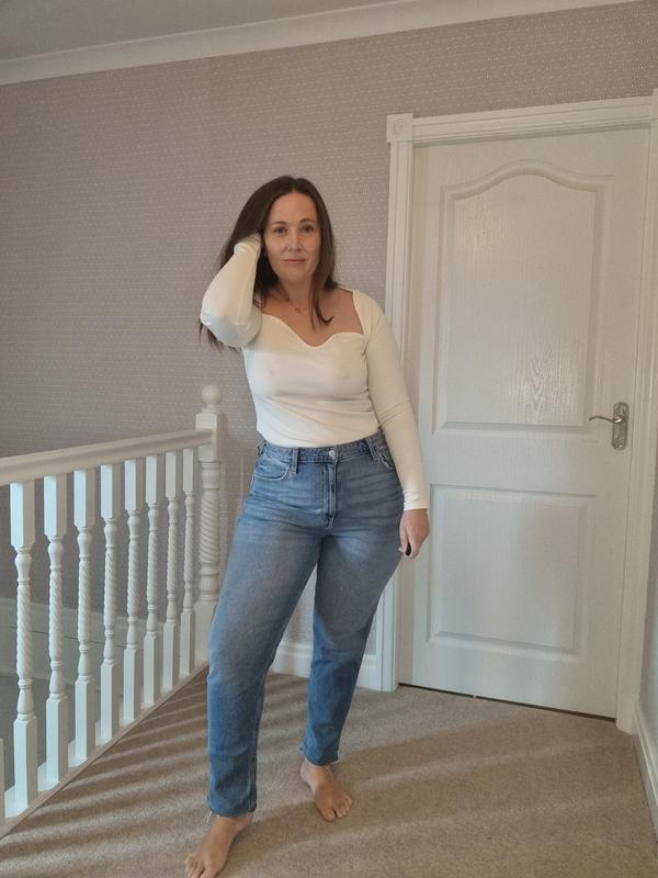 Hollister striped mom on sale jeans