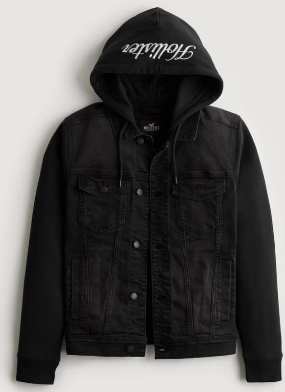 Hollister denim hoodie sale jacket men's