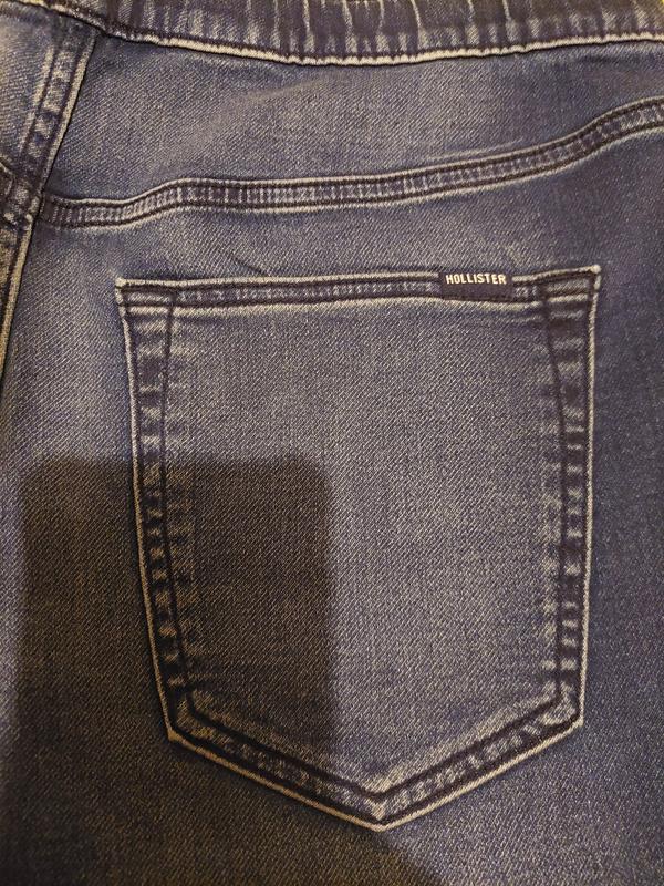 Men s Light Wash Just Like Knit Relaxed Denim Joggers Men s Bottoms HollisterCo