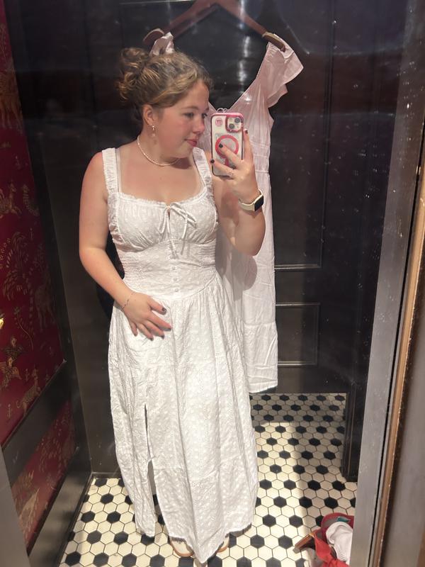 hollister sofia midi dress Hollister Sofia Midi Dress Hollister Sofia Side-Smocked Eyelet Maxi Dress  Hollister KSA
