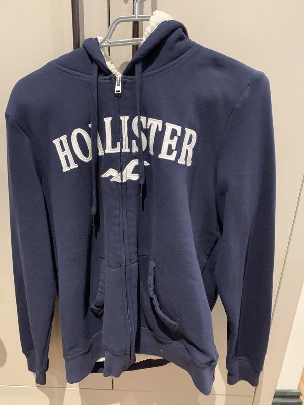 Hollister Co. Faux Fur Zip-Up Sweatshirt Blue Size M - $60 (60% Off