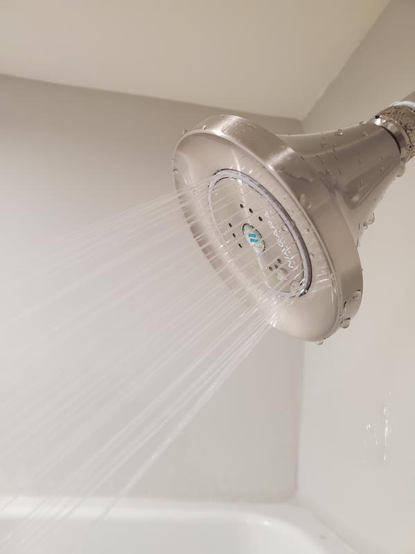 Niagara Conservation N3915BN Earth Luxe 1.5 GPM Wall Mount Fixed Shower Head – 3-Spray Adjustable, Pressure Compensating, Brushed Nickel