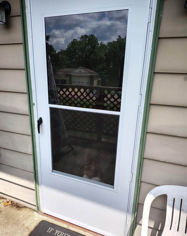 EMCO 34 in. x 80 in. White Universal 3/4-Light Vinyl Storm Door