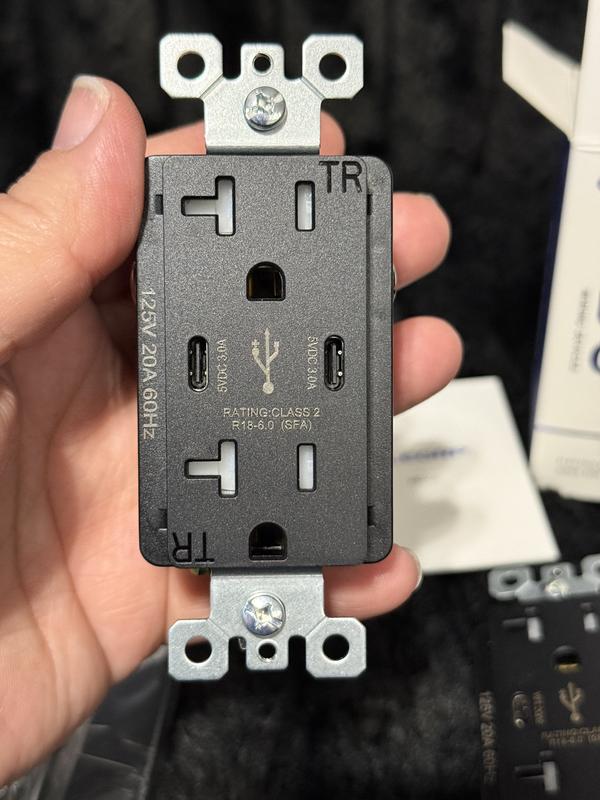 ELEGRP 15 Amp 30-Watt Dual Type C USB Wall Charger with Duplex