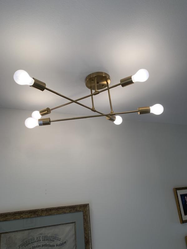 aiwen Modern 21.6 in. 6-Light Sputnik Linear Semi-Flush