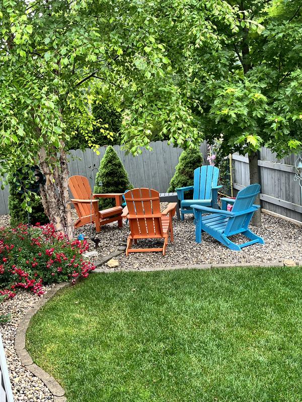 JEAREY Classic Light Blue Folding Plastic Adirondack Chair PEQWY