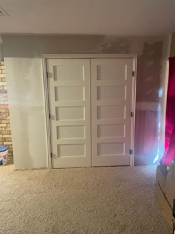 Steves & Sons 48 in. x 80 in. 5-Panel Shaker White Primed Solid