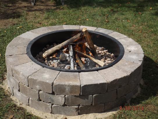 Anchor Weston 52 in. x 12 in. Northwoods Tan Round Concrete Fire Pit Kit  With Metal Liner 70300879 - The Home Depot