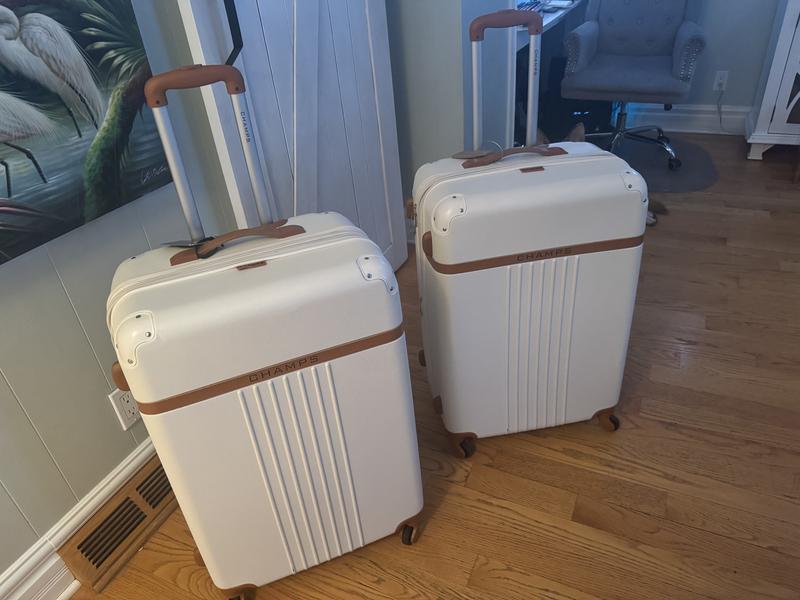 CHAMPS Vintage 29 in., 20 in. Ivory Hardside Luggage Set with