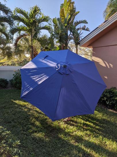 hampton bay 9ft steel patio umbrella-denim blue Umbrella with Base and Remote Control, coastal vibes to your backyard with this blue 9ft umbrella and weighted base Hampton Bay 7.5 ft. Steel