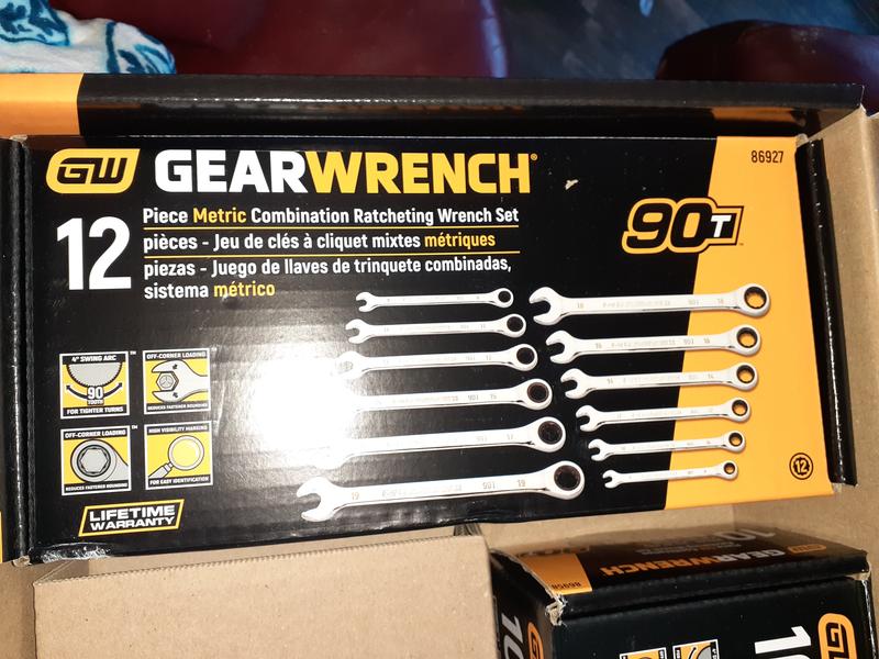 GearWrench 12-Piece Metric Combination Ratcheting Wrench Set – 90-Tooth, 12-Point, Color-Coded