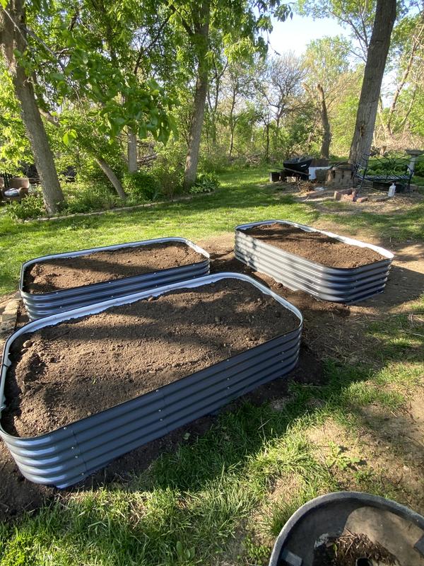 Vigoro 9-in-1 Modular Metal Raised Garden Bed Kit 900017901-Gray