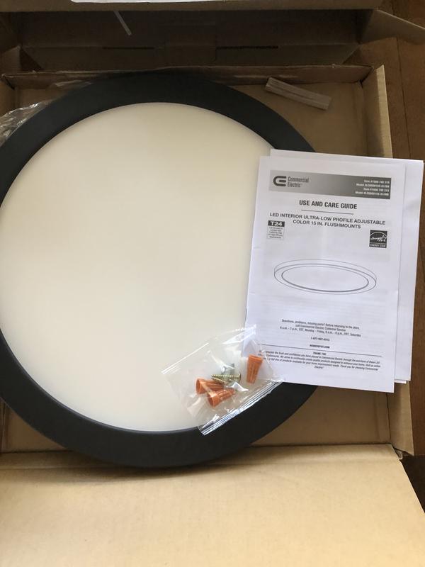 Commercial Electric 15-Inch Ultra-Low Profile LED Flush Mount – Matte Black, 3000K Soft White, Dimmable, 1815 Lumens – 2-Pack 1 thumbnail image