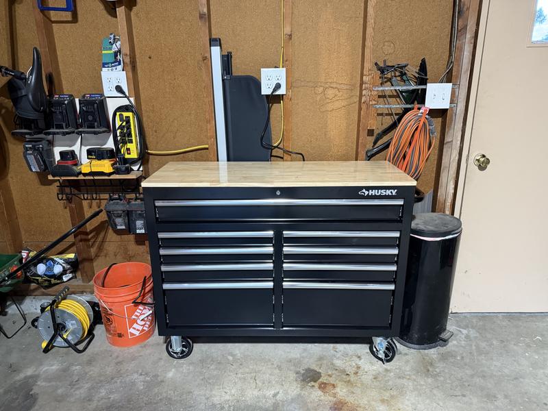 Reviews for Husky 46 in. W x 18.1 in. D 9-Drawer Army Green Mobile