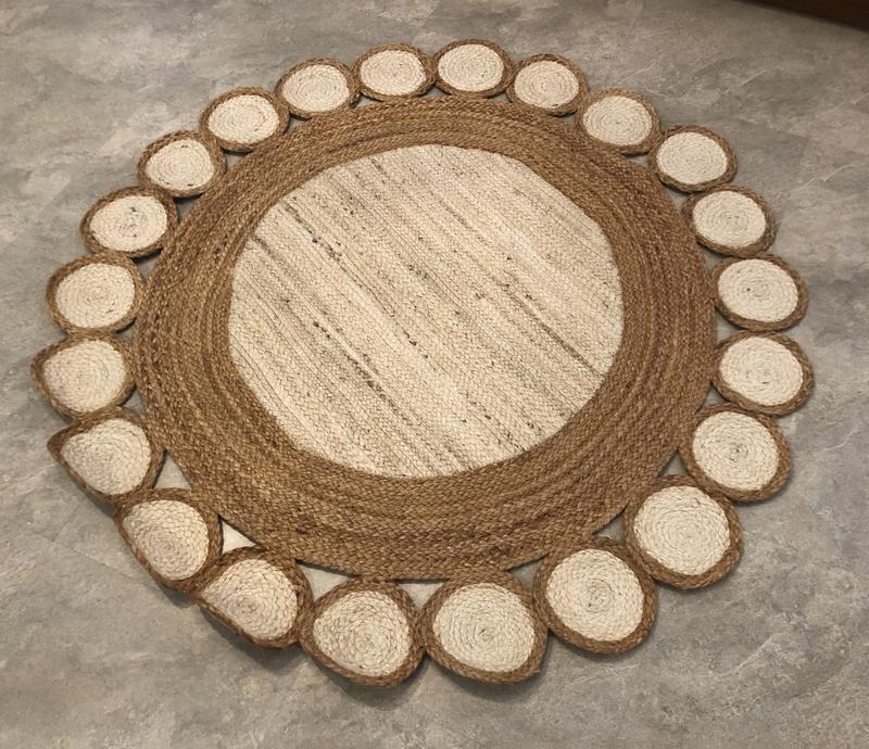 JONATHAN Y Skye 2-Tone Jute Circle Border Cream/Natural 6 ft