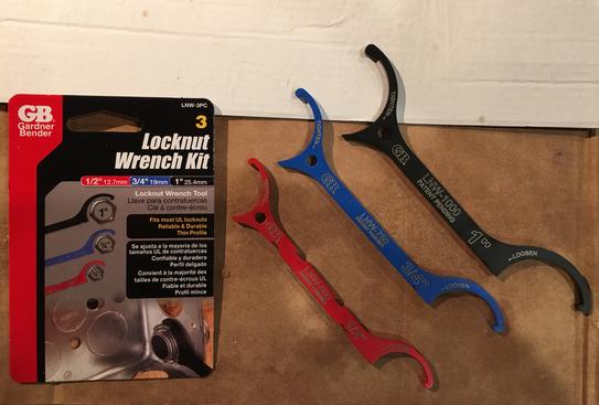 3-Piece Locknut Wrench Tool Kit Fits 0.50 in., 0.75 in. and 1 in. Locknuts 3-Piece Locknut Wrench Tool Kit Fits 0.50 in., 0.75 in. and 1 in. Locknuts