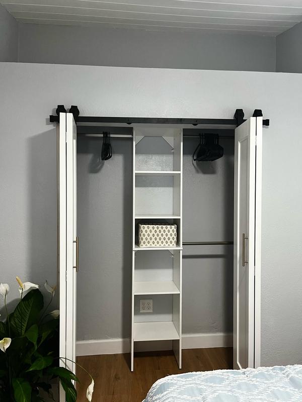 CALHOME 60 in. x 80 in. 6-Panel White Painted MDF Composite Double
