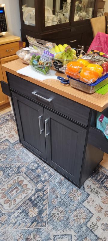 HODEDAH Cherry Kitchen Island with Spice Rack and Towel Holder