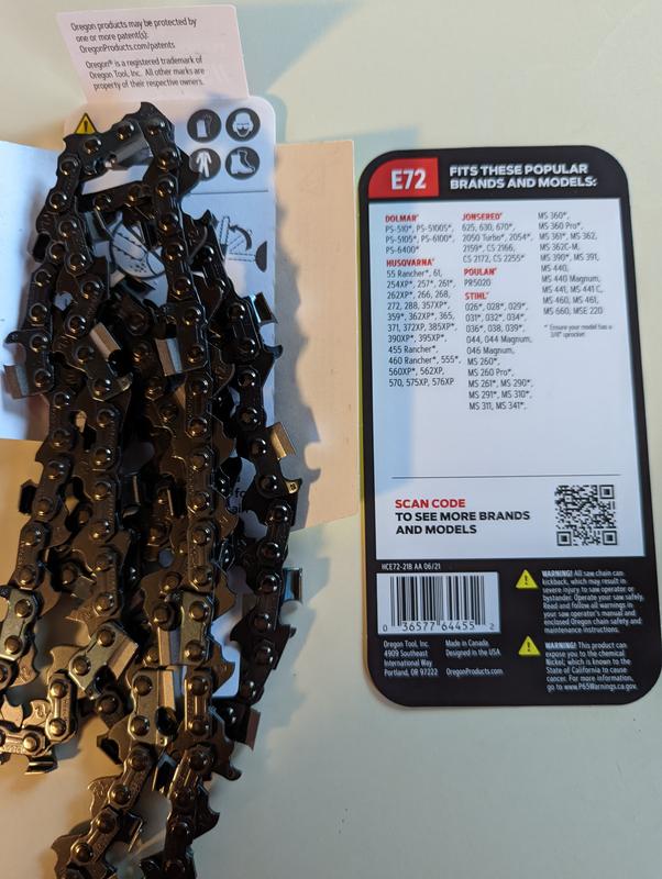 Reviews for Oregon E72 Chainsaw Chain for 20in. Bar, Fits Echo