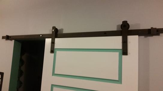 CALHOME 72 in. Matte Black Classic Straight Strap Barn Style Sliding ...