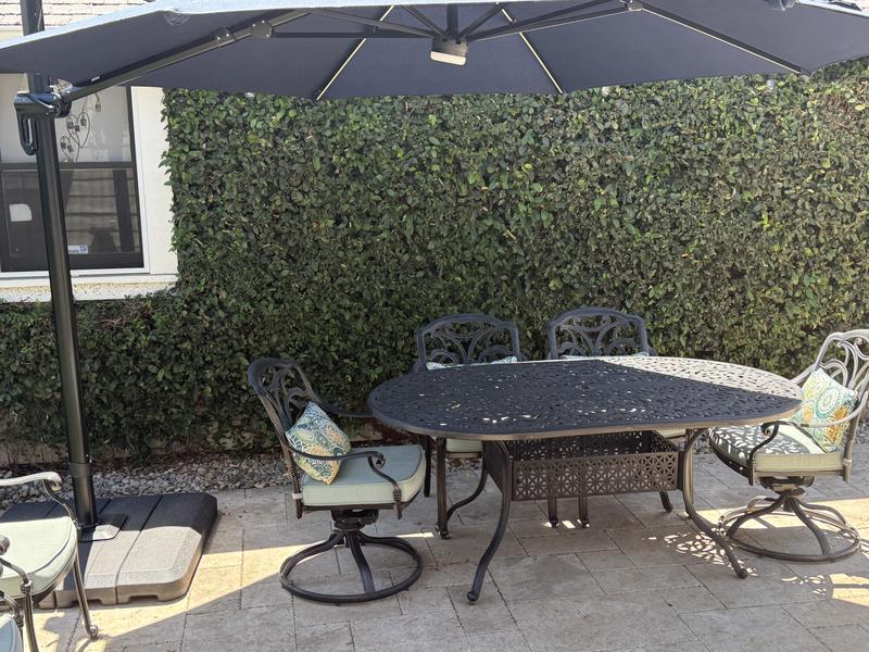 hampton bay 26 lbs patio umbrella base dth11-b-bk 2.2m  NALA Outdoor Co Crafted with a durable HDPE outer shell and a reinforced cement Reviews for Hampton Bay 11