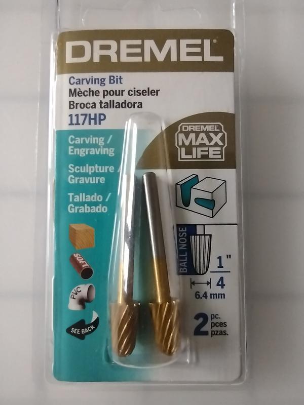 Dremel Max Life 117HP Carving Bit - 1/4 Inch High Performance Rotary Tool Bit - Titanium Nitride Coated (2 Pack)
