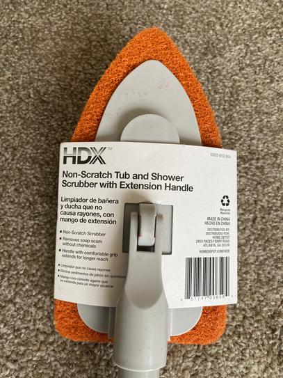 HDX Non Scratch Tub and Shower Scrubber Head with Extension Handle 7210-20  - The Home Depot