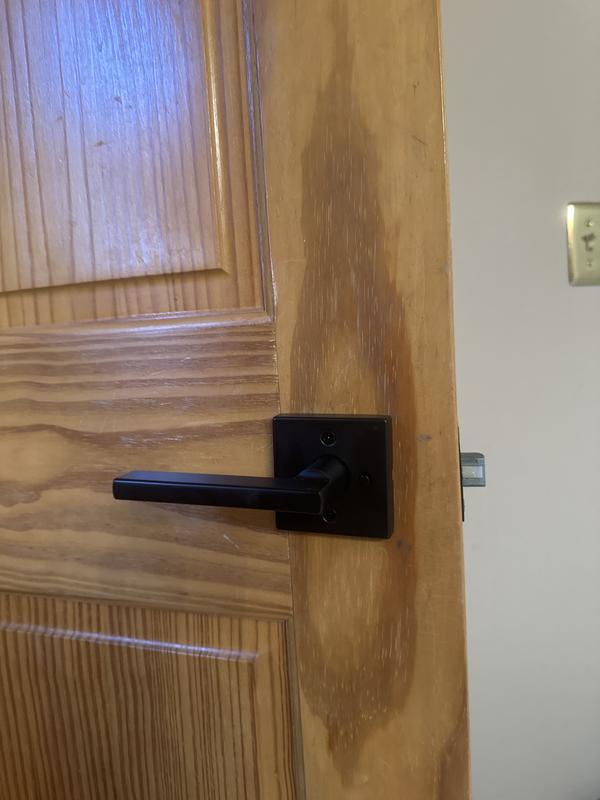 Kwikset Halifax Rectangle Rose Matte Black Privacy Bed/Bath Door