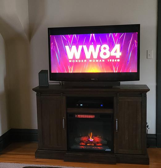Chastain 56 in. Freestanding Media Console Electric Fireplace TV Stand with Sliding Barn Door in Rustic Walnut Chastain 56 in. Freestanding Media Console Electric Fireplace TV Stand with Sliding Barn Door in Rustic Walnut