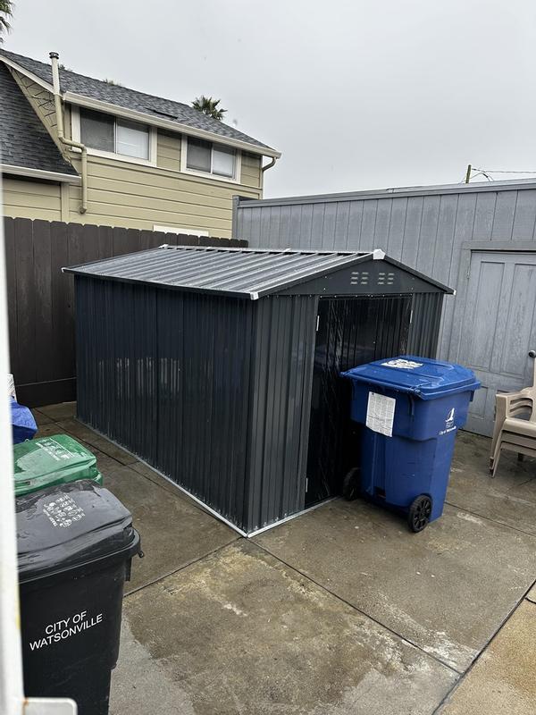 VEIKOUS 8 ft. W x 8 ft. D Outdoor Metal Storage Shed in Gray (64