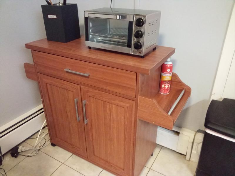 HODEDAH Black-Beech Kitchen Island with Spice Rack and Towel