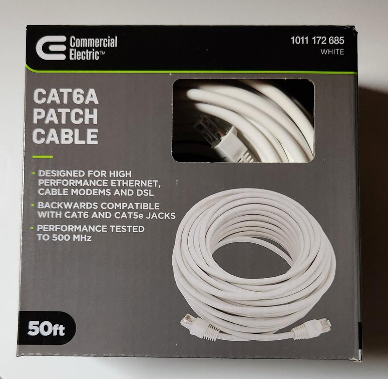 Commercial Electric CE 50 ft. Cat 6A UTP Patch Cable White 5650-WH