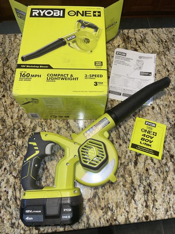 RYOBI ONE 18V Cordless Compact Workshop Blower Tool Only P755 The Home Depot