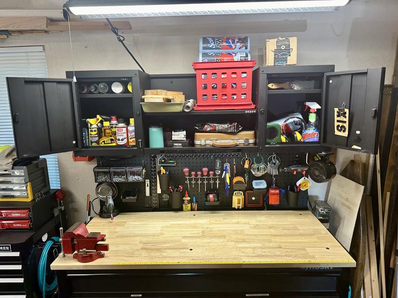 56 in. W x 27.6 in. D 10-Drawer Matte Black Heavy-Duty Mobile Workbench with Pegboard and Top Cabinet 56 in. W x 27.6 in. D 10-Drawer Matte Black Heavy-Duty Mobile Workbench with Pegboard and Top Cabinet