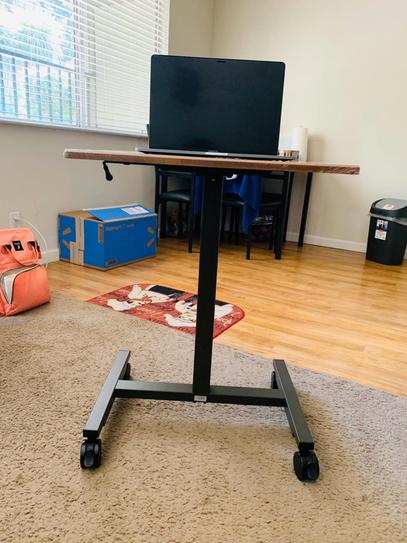 Pneumatic Height Adjustable Sit Stand, Airlift Pneumatic Laptop Computer Sit Stand Mobile Desk Cartoon