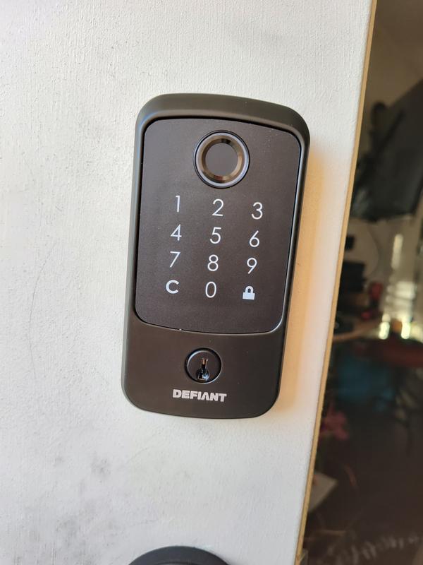 Defiant Square Fingerprint Satin Nickel Electronic Single