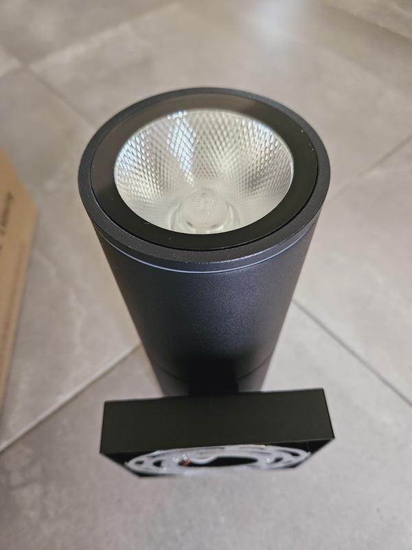 HKMGT Black Dusk to Dawn Outdoor Hardwired Cylinder Wall Lantern