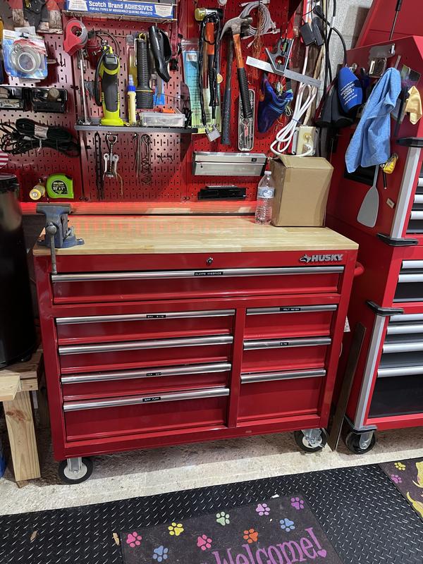 Reviews for Husky 42 in. W x 18.1 in. D 8-Drawer Red Mobile