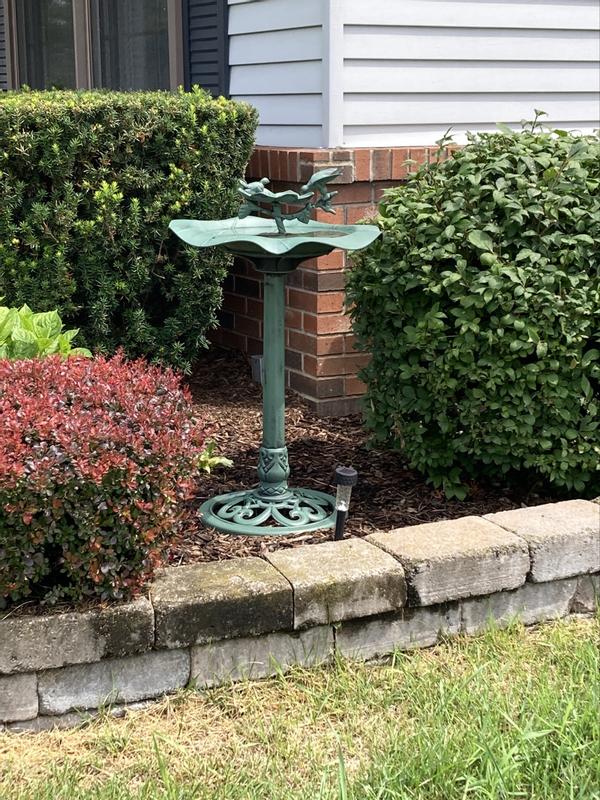 Alpine Corporation 3-Tier Outdoor Vintage Pedestal Fountain Bird Bath, Green
