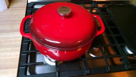 Lodge Enamelware 6 qt. Round Cast Iron Dutch Oven in Red with Lid EC6D43 -  The Home Depot