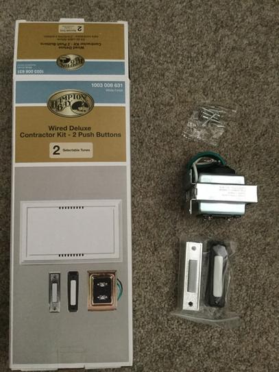 Hampton Bay Wired Door Chime Deluxe Contractor Kit 2 Push Button 2 Tunes NIB 