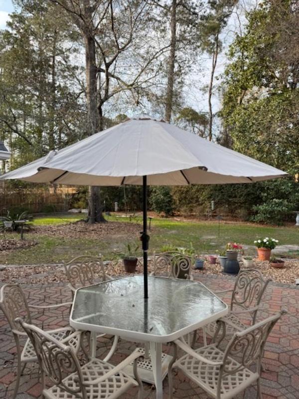 hampton bay patio umbrella lower post Replacement Canopy for 6.5' x 10' you can roll it to follow the shade JUSHUA 225 LBS Cantilever Patio