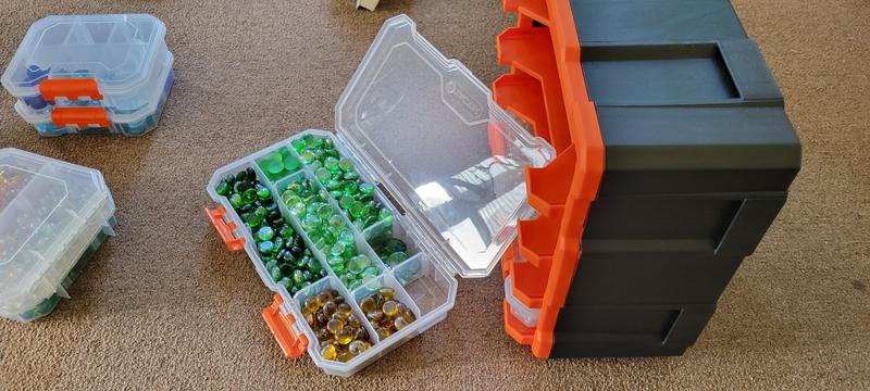 TACTIX 52-Compartment Plastic Rack with 4 Small Parts Organizer