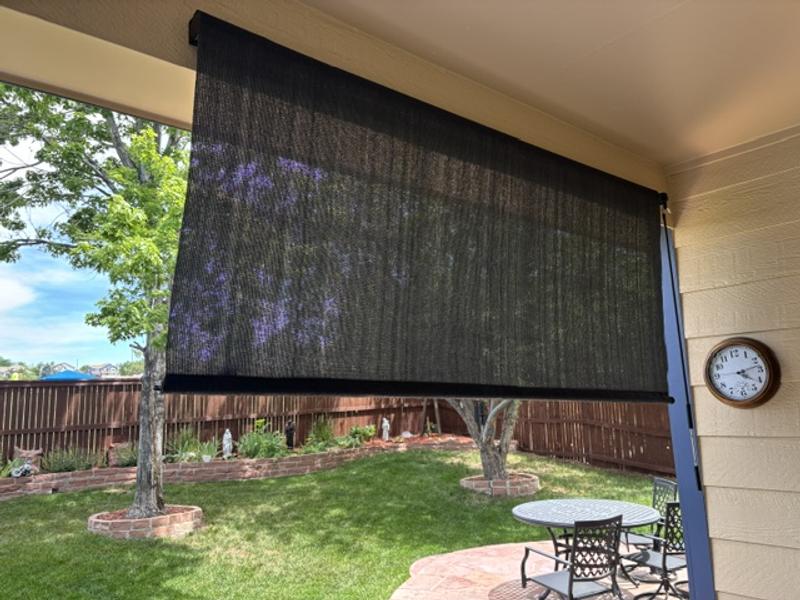 vicllax 9 ft. x 8 ft. Graphite Outdoor Roller Shade with Hand