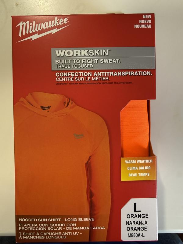 Milwaukee Men's WORKSKIN Gray X-Large Hooded Sun Shirt M550G-XL
