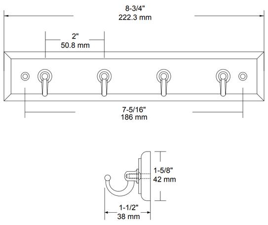 Liberty 9 in. Espresso and Antique Iron Key Rack KEYRAIL-210-D - The ...